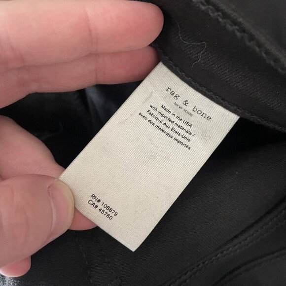 Rag & Bone Women SZ 26 Black Dark Wash Ankle Skinny Raw Hem Denim Jeans - Picture 12 of 13